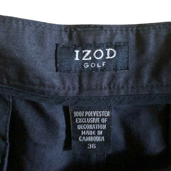 Mens Izod Golf Pleated 100% Polyester Khaki Shorts - Picture 3 of 3